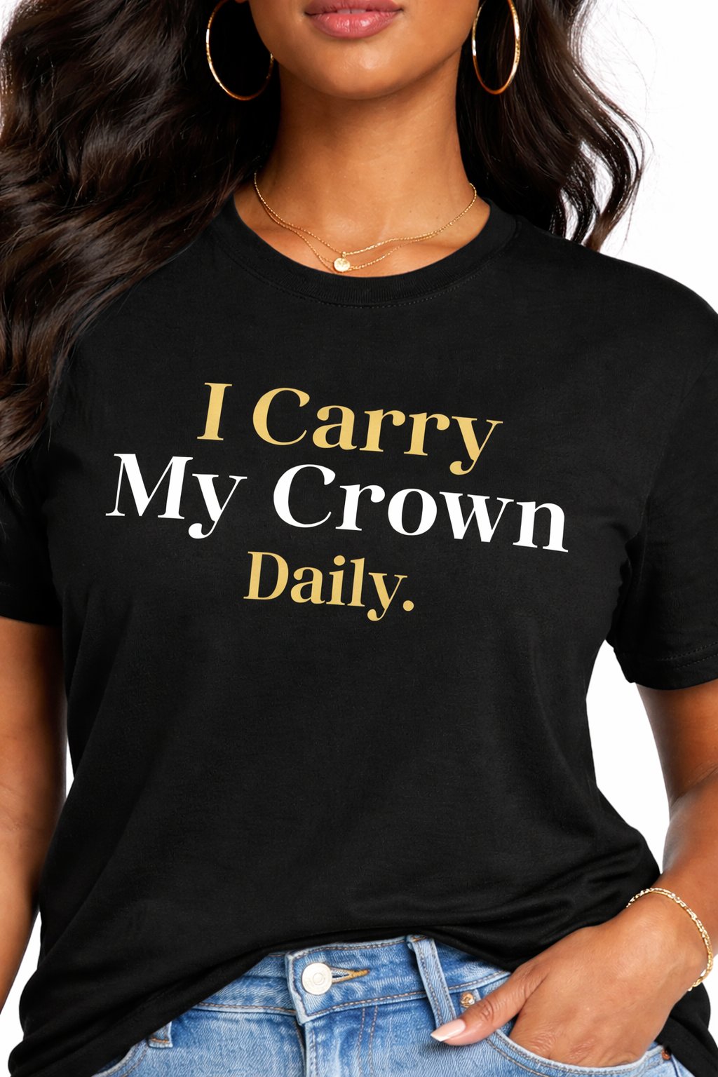 I Carry My Crown Daily – Luxury Black & Gold Women’s Tee