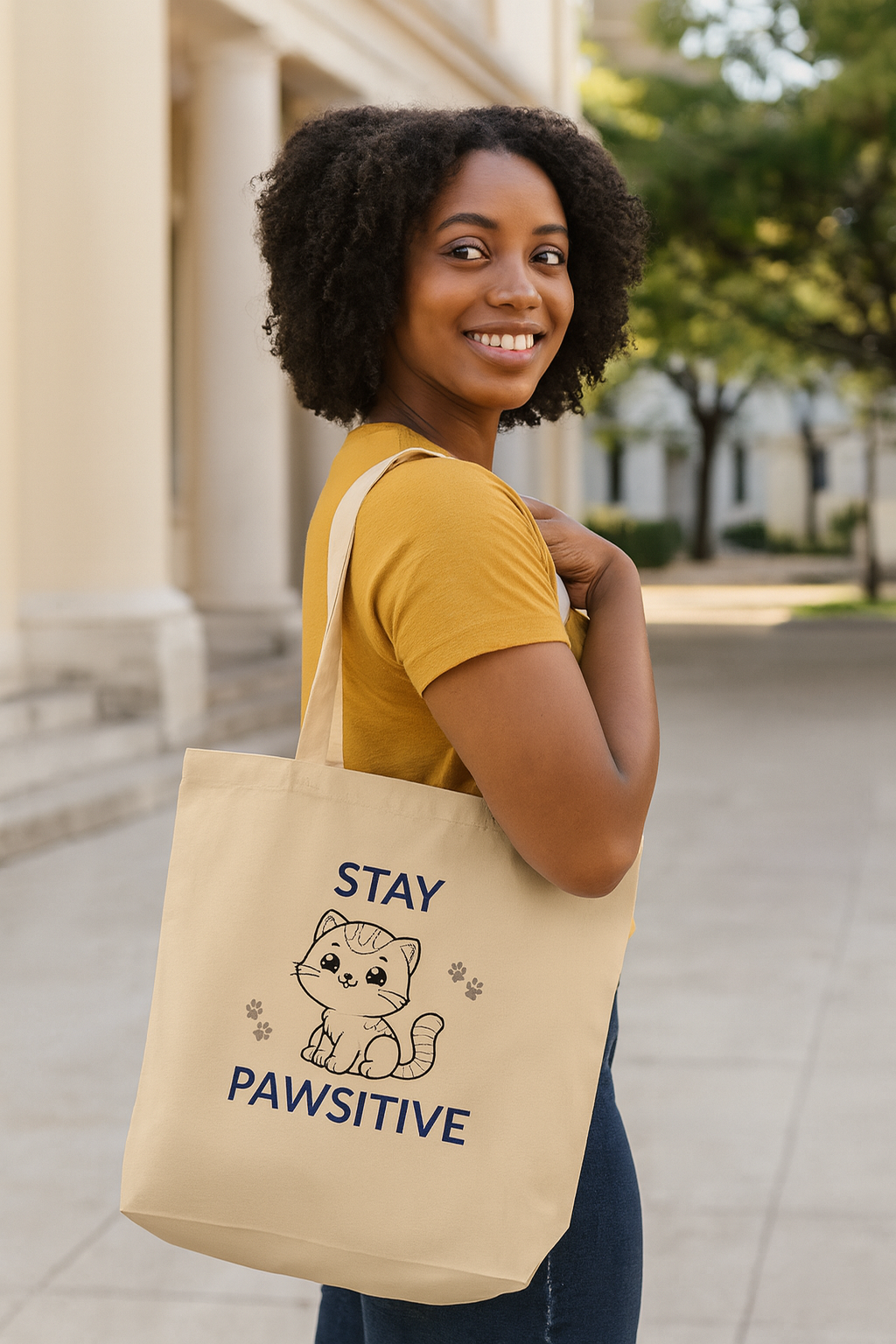Stay Pawsitive Eco Tote Bag