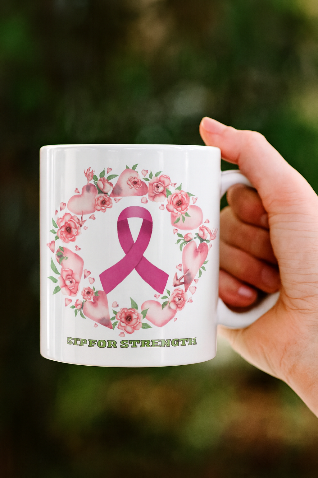 Survivor's Strength White glossy mug