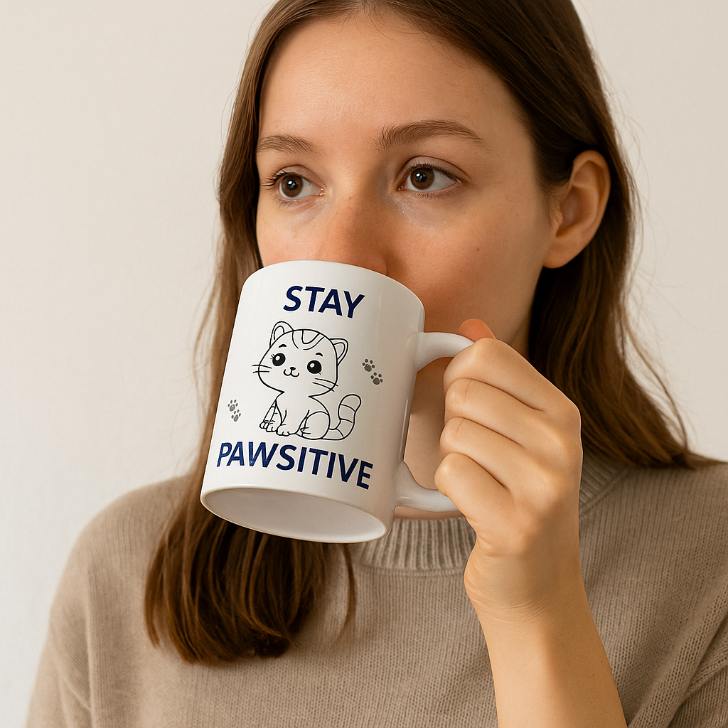 Stay Pawsitive White glossy mug