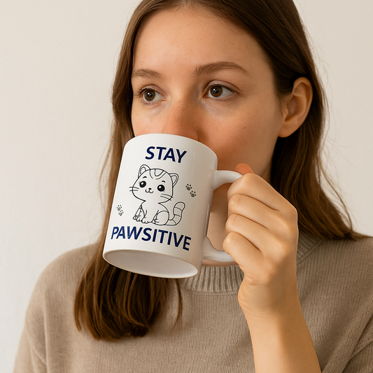 Stay Pawsitive White glossy mug