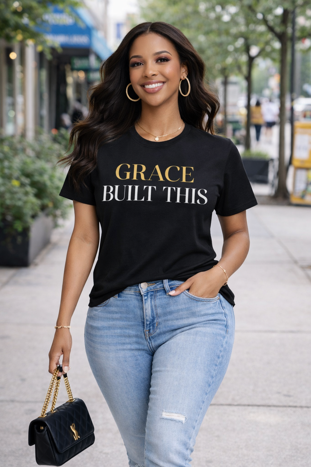 Grace Built This – Luxury Black & Gold Women’s T-Shirt