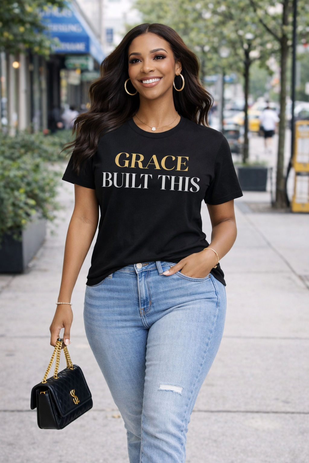 Grace Built This – Luxury Black & Gold Women’s T-Shirt