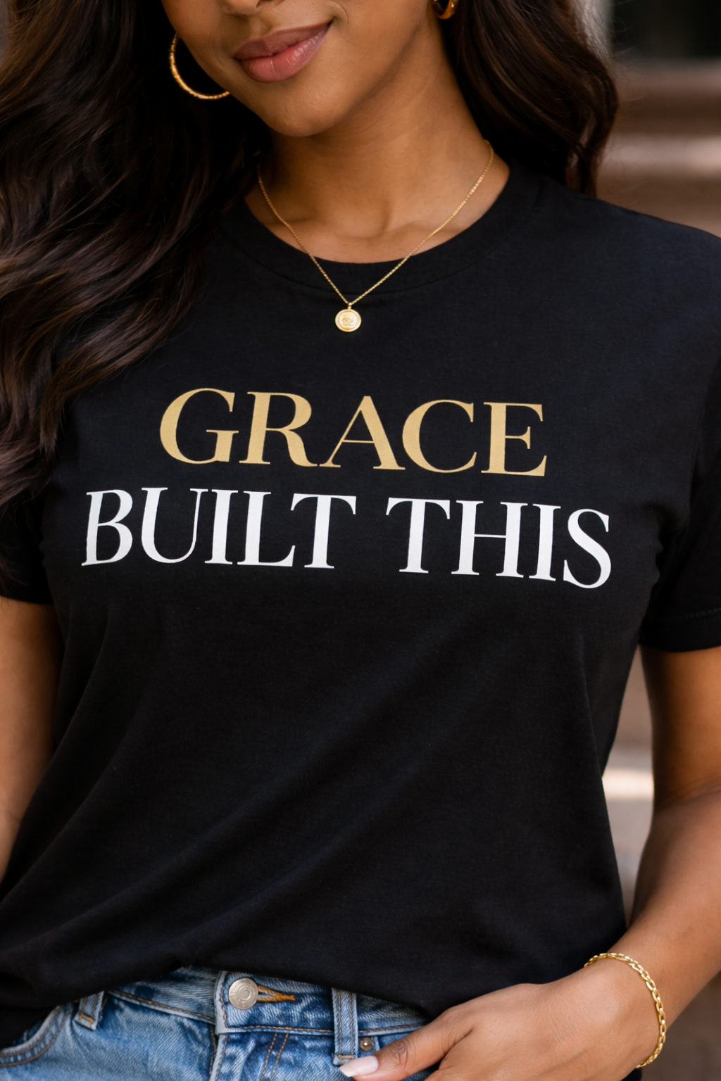 Grace Built This – Luxury Black & Gold Women’s T-Shirt