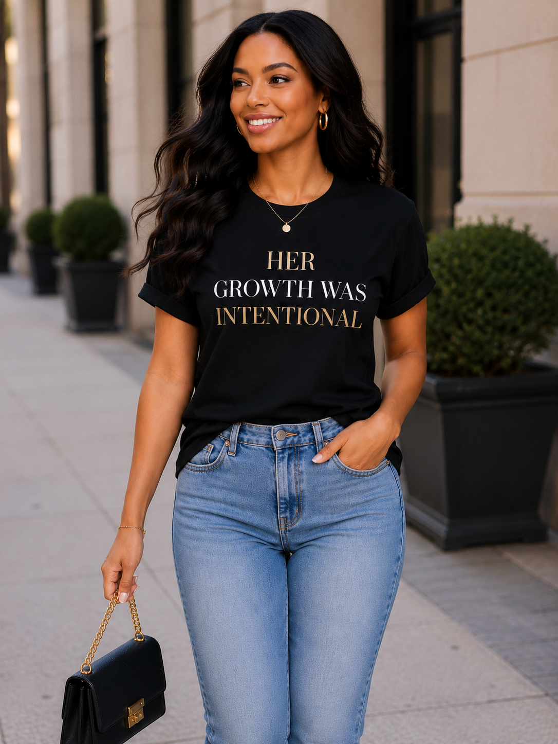 Her Growth Was Intentional – Luxury Black & Gold Women’s T-Shirt
