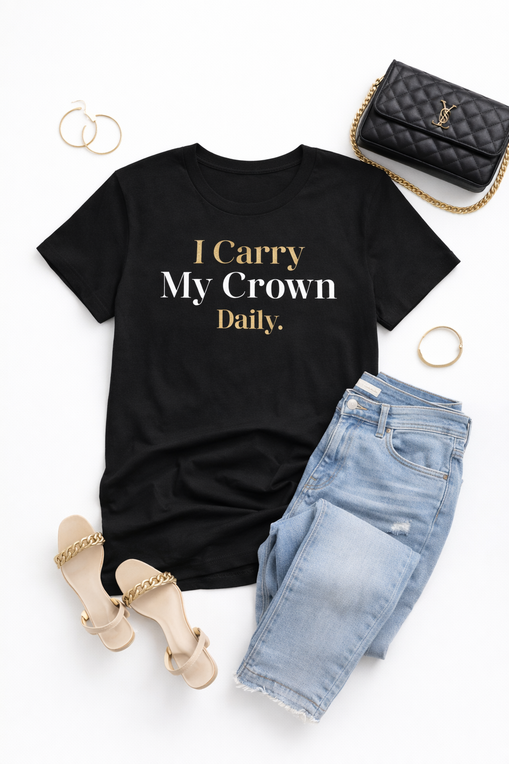 I Carry My Crown Daily – Luxury Black & Gold Women’s Tee