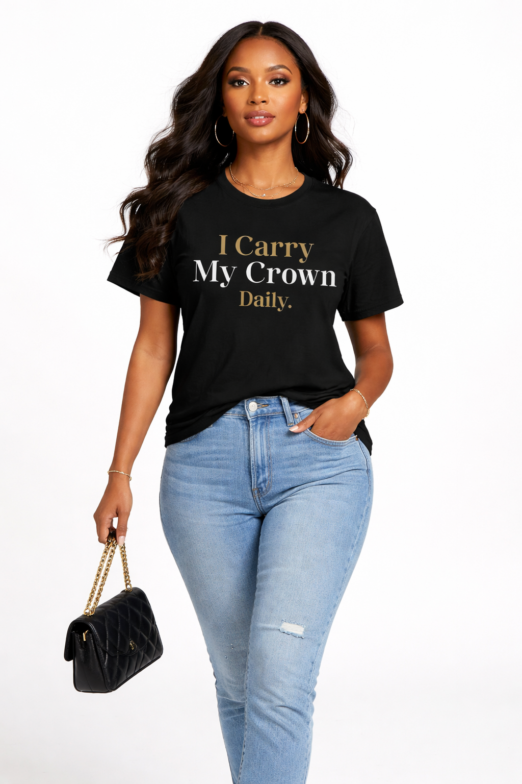 I Carry My Crown Daily – Luxury Black & Gold Women’s Tee