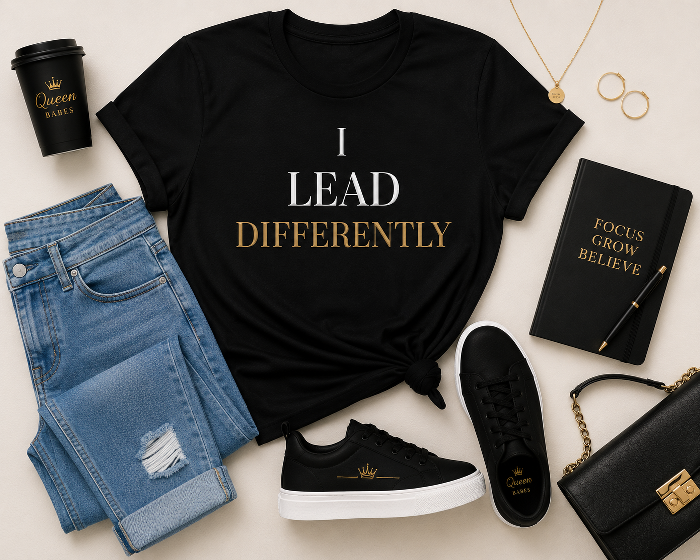 I Lead Differently – Luxury Black & Gold Women’s T-Shirt