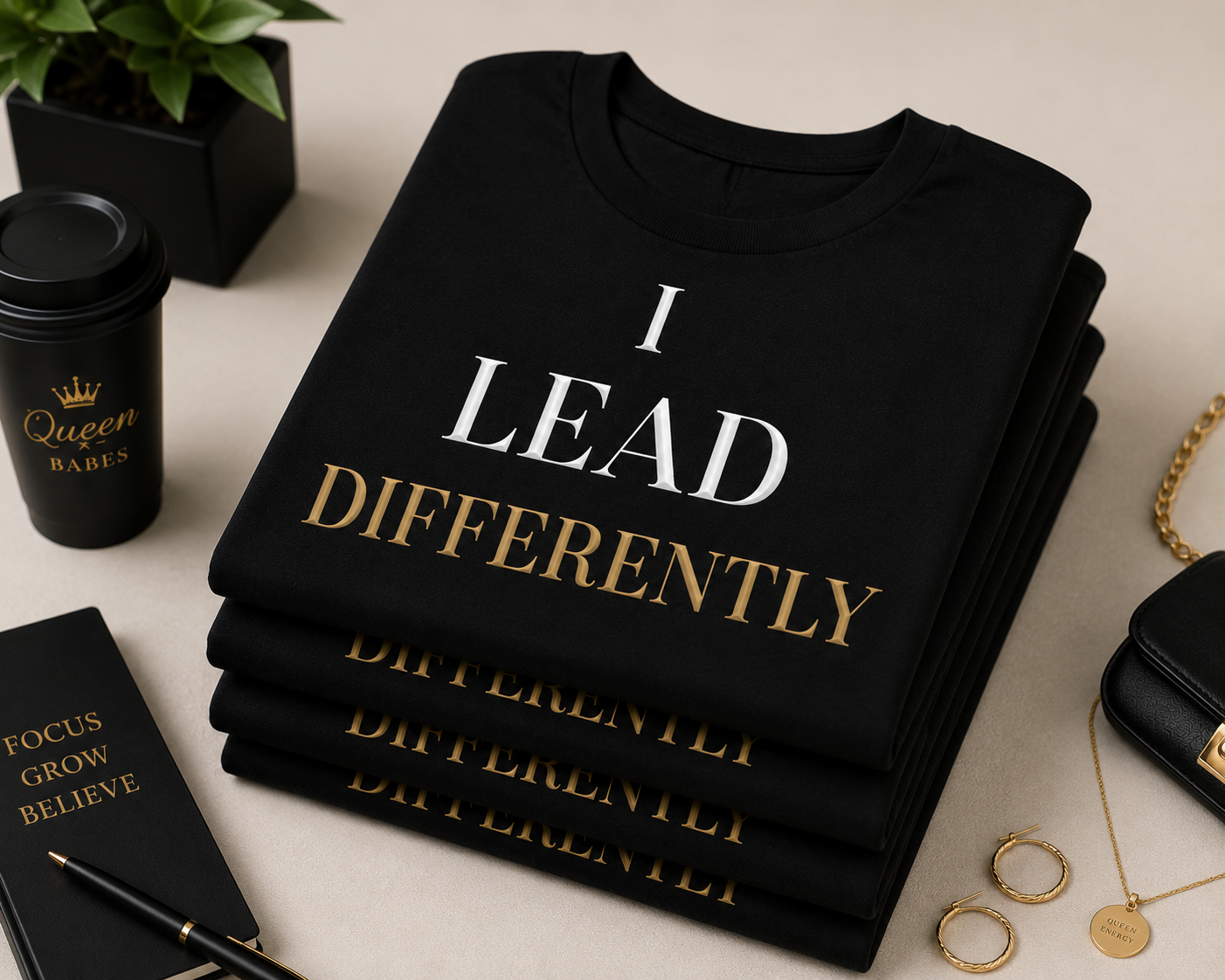 I Lead Differently – Luxury Black & Gold Women’s T-Shirt