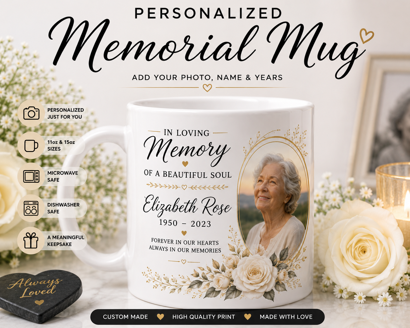Personalized Memorial Mug | Custom Photo Memorial Gift | In Loving Memory Coffee Mug | Sympathy Gift | Remembrance Mug | Bereavement Gift