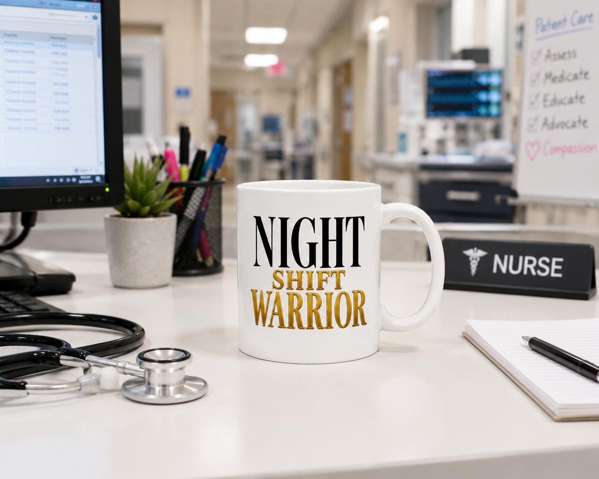 Night Shift Warrior Mug – Nurse Gift – Night Shift Nurse Coffee Mug – RN NP CNA Gift – Healthcare Worker Mug – Hospital Night Shift Cup
