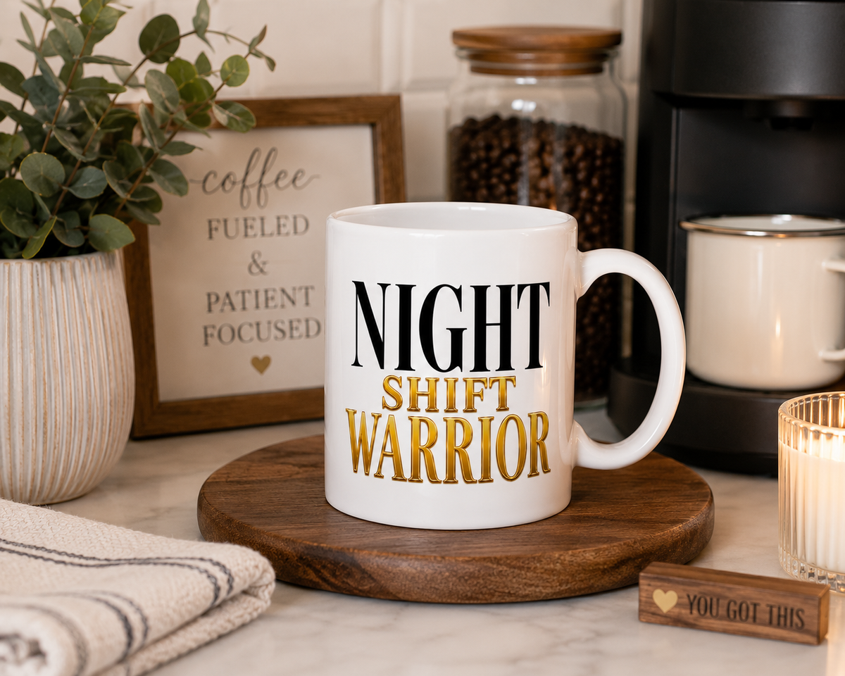 Night Shift Warrior Mug – Nurse Gift – Night Shift Nurse Coffee Mug – RN NP CNA Gift – Healthcare Worker Mug – Hospital Night Shift Cup