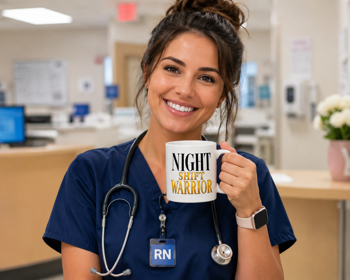 Night Shift Warrior Mug – Nurse Gift – Night Shift Nurse Coffee Mug – RN NP CNA Gift – Healthcare Worker Mug – Hospital Night Shift Cup
