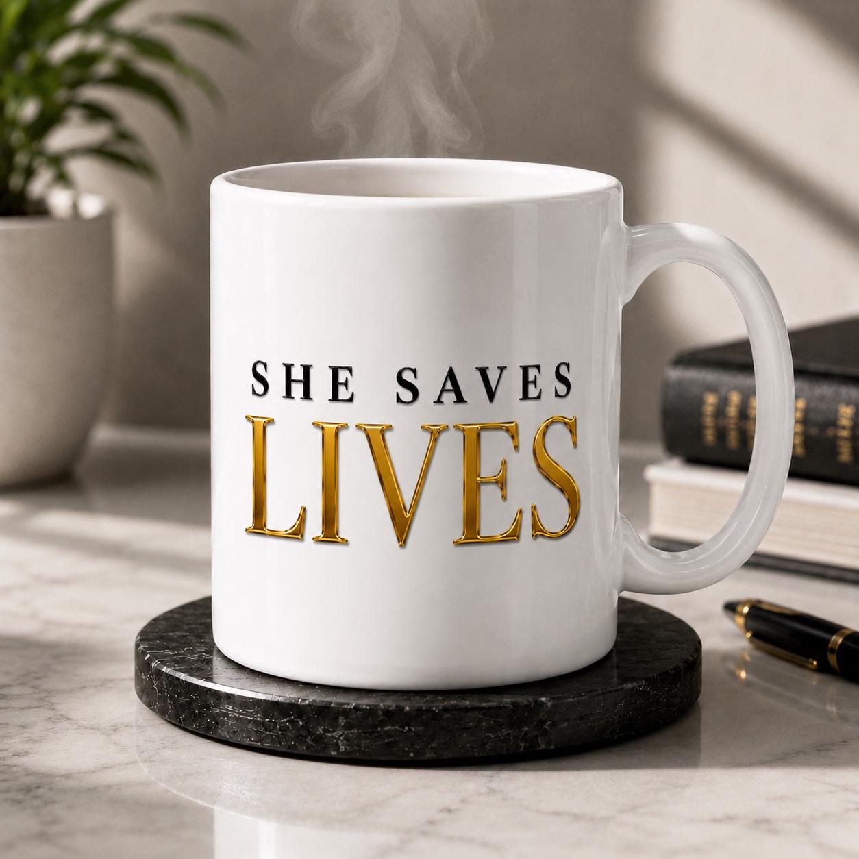 She Saves Lives, Nurse Graduation Gift, Ceramic Coffee Cup