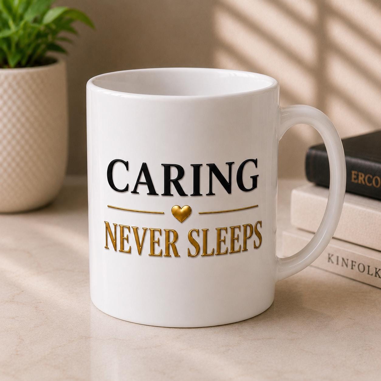 Caring Never Sleeps Mug – Nurse Healthcare Worker Coffee Cup
