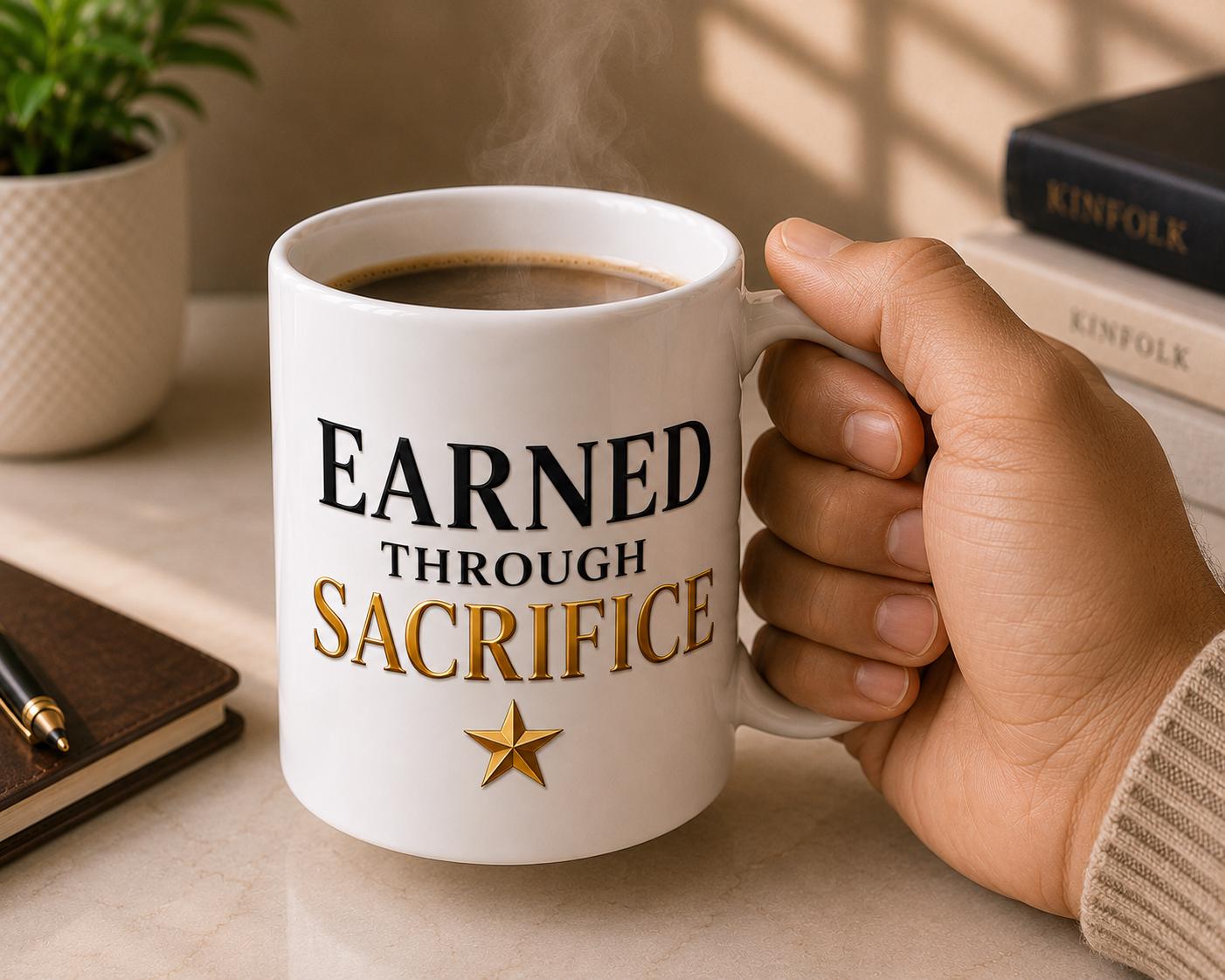 Earned Through Sacrifice Mug – Nurse Healthcare Worker RN NP CNA Inspirational Medical Cup