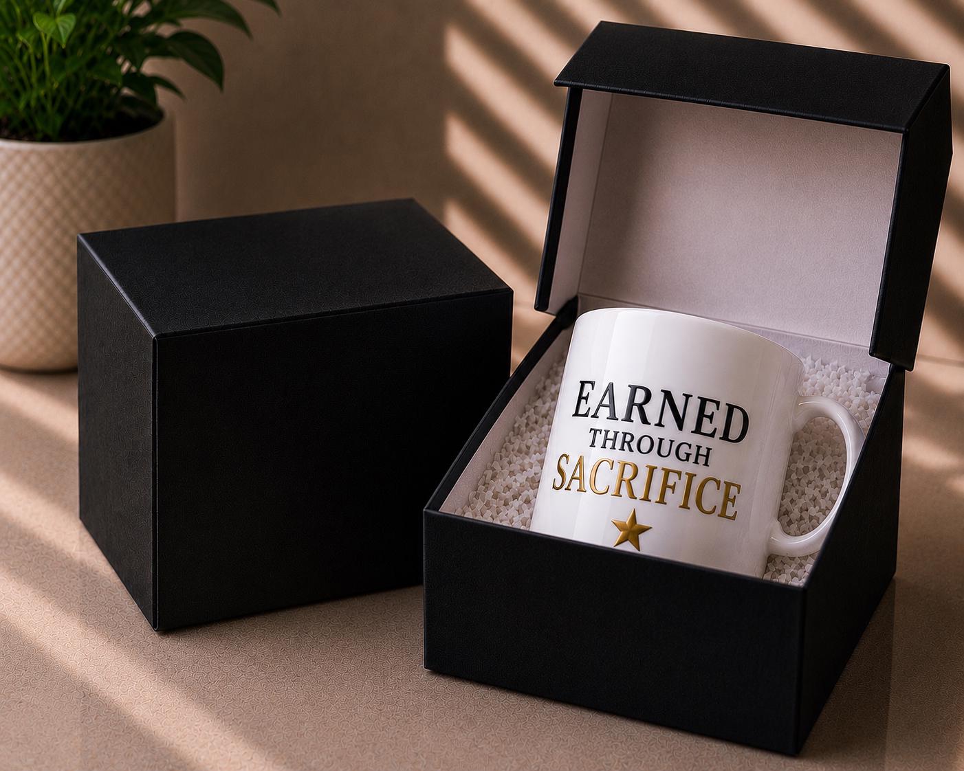 Earned Through Sacrifice Mug – Nurse Healthcare Worker RN NP CNA Inspirational Medical Cup