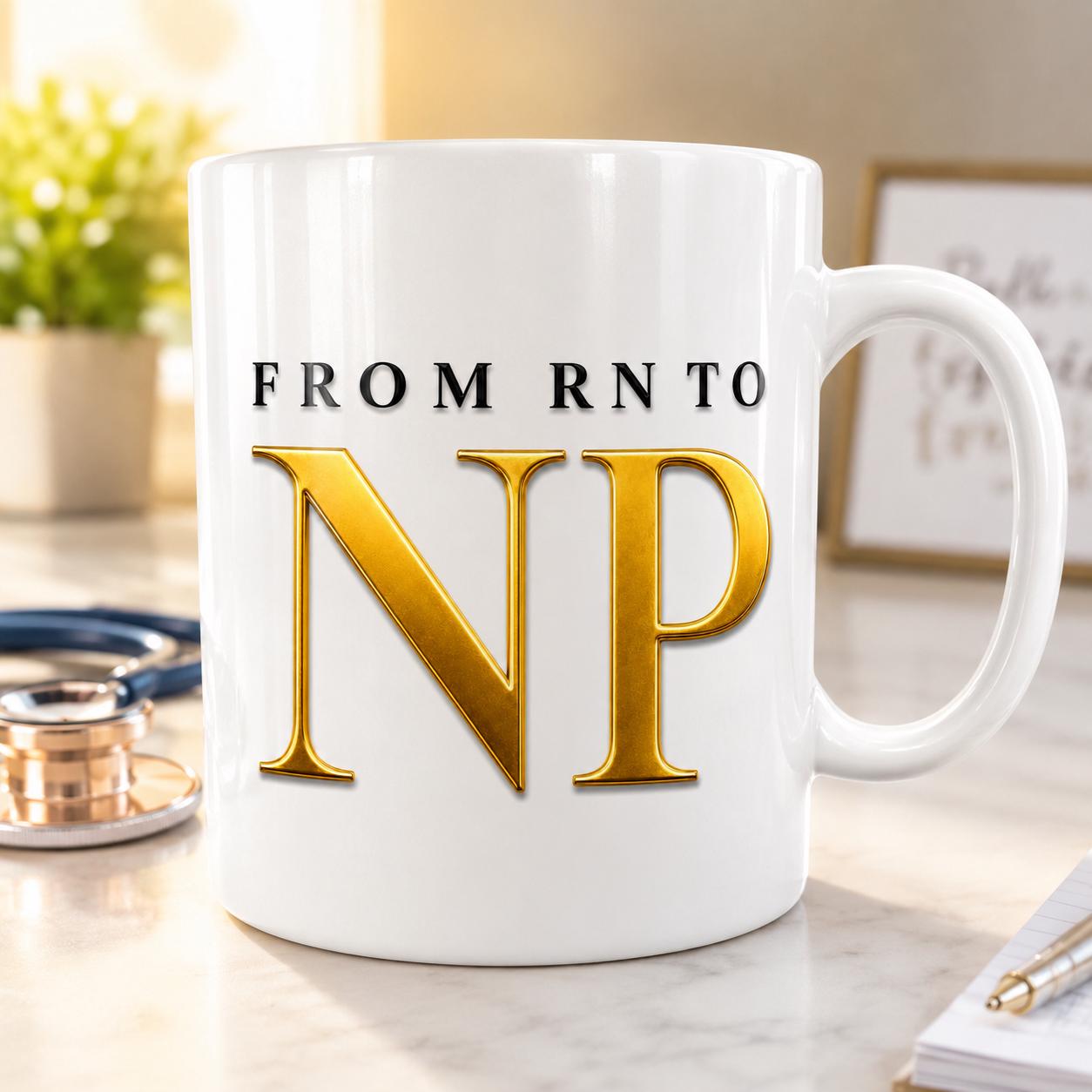 Nurse practitioner graduation coffee mug, RN to NP Gift for New NP, nurse graduation Gift, clinic Office Gift | From rn to np