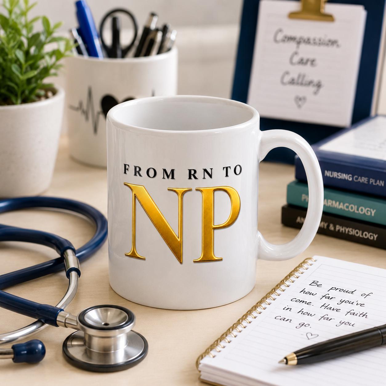 Nurse practitioner graduation coffee mug, RN to NP Gift for New NP, nurse graduation Gift, clinic Office Gift | From rn to np