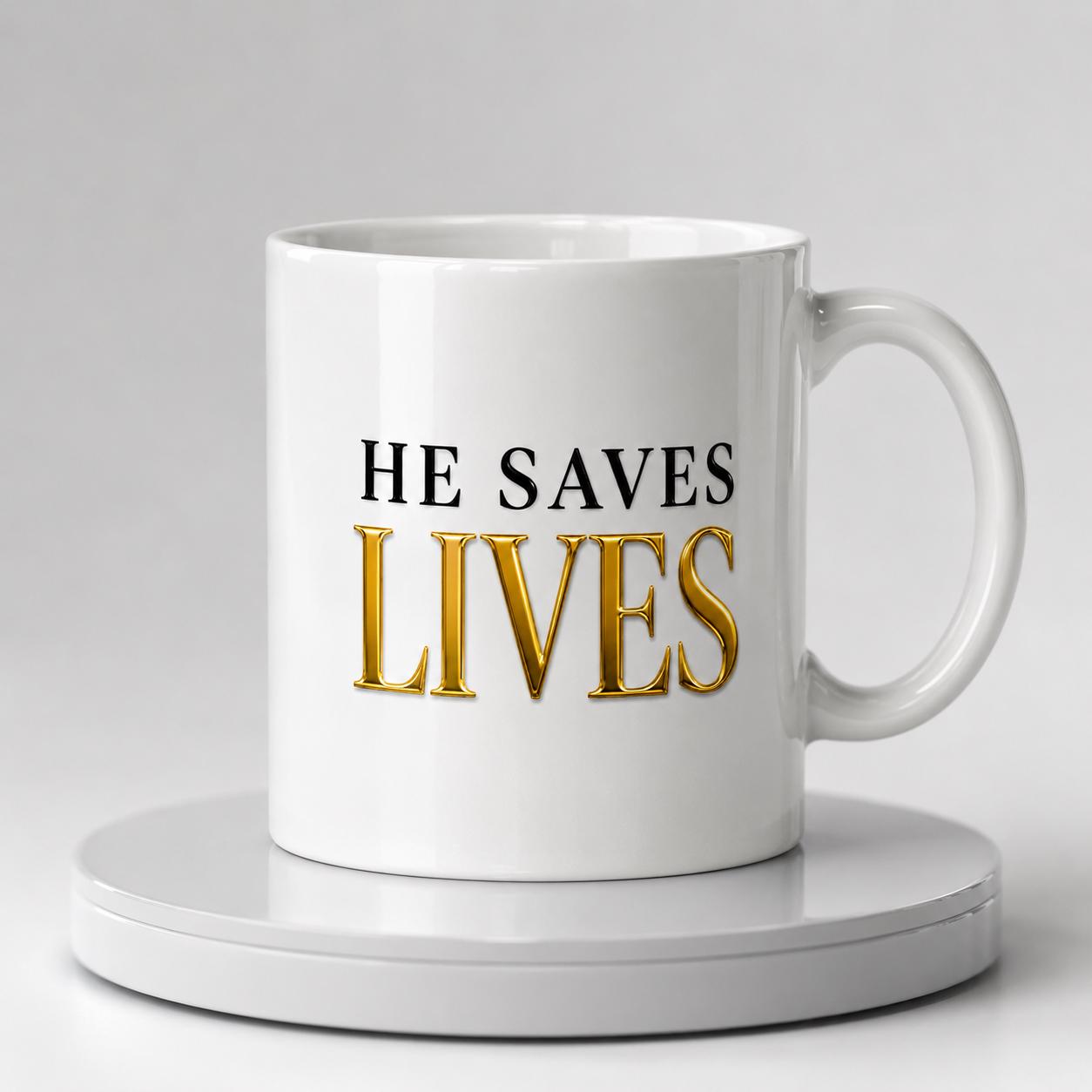 He Saves Lives, Nurse Graduation Gift, Ceramic Coffee Cup