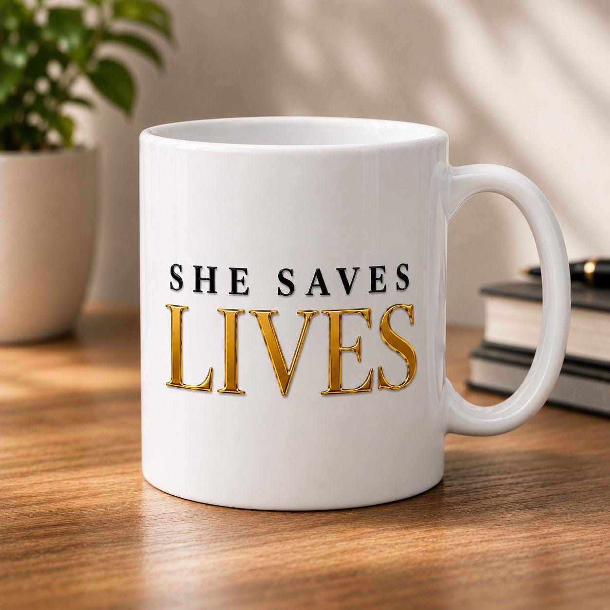 She Saves Lives, Nurse Graduation Gift, Ceramic Coffee Cup