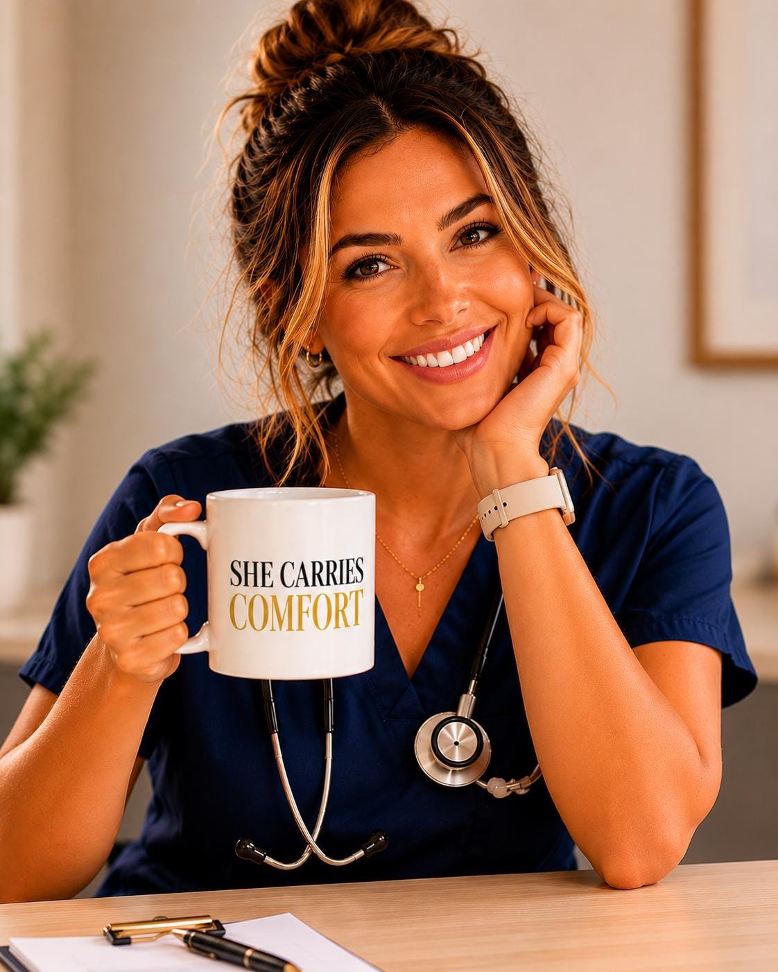 She Carries Comfort Mug – Nurse Gift – Healthcare Worker Coffee Mug – RN NP CNA Gift – Compassionate Caregiver Mug – Inspirational Nurse Cup