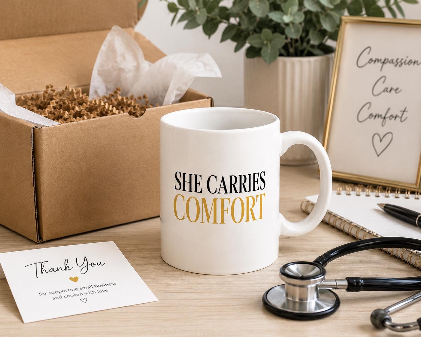 She Carries Comfort Mug – Nurse Gift – Healthcare Worker Coffee Mug – RN NP CNA Gift – Compassionate Caregiver Mug – Inspirational Nurse Cup