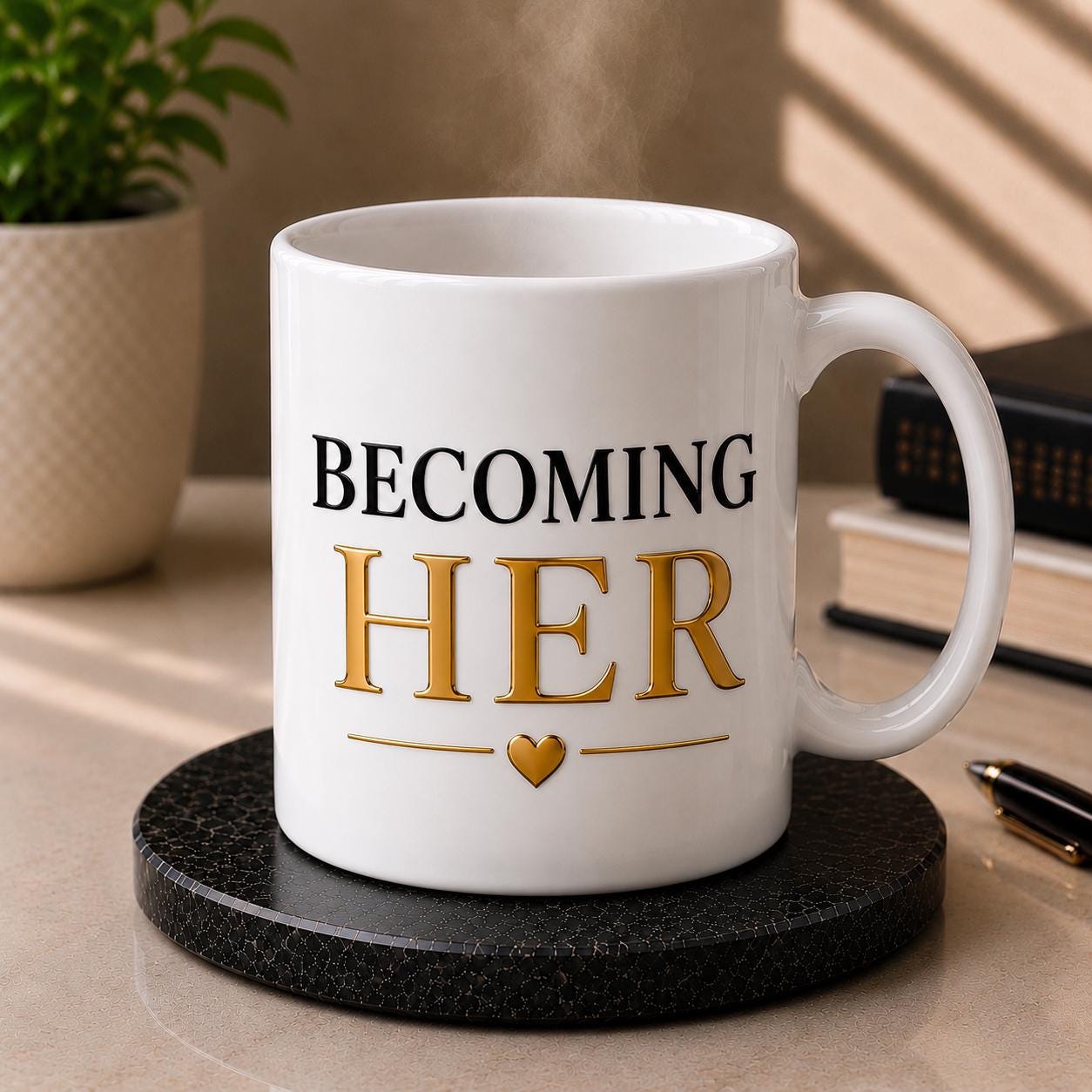 Becoming Her Mug – Inspirational Coffee Mug for Women – Self Growth Journey, Empowerment