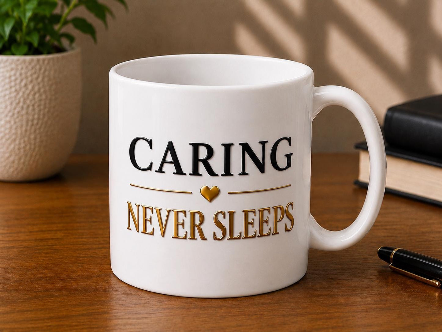 Caring Never Sleeps Mug – Nurse Healthcare Worker Coffee Cup