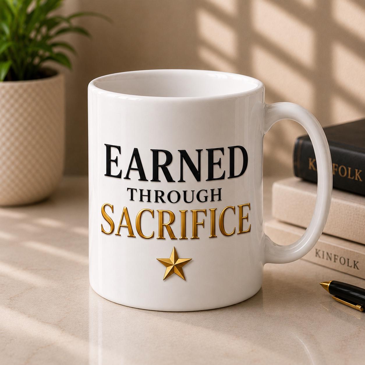 Earned Through Sacrifice Mug – Nurse Healthcare Worker RN NP CNA Inspirational Medical Cup