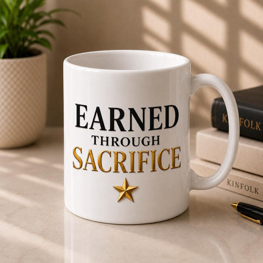 Earned Through Sacrifice Mug – Nurse Healthcare Worker RN NP CNA Inspirational Medical Cup