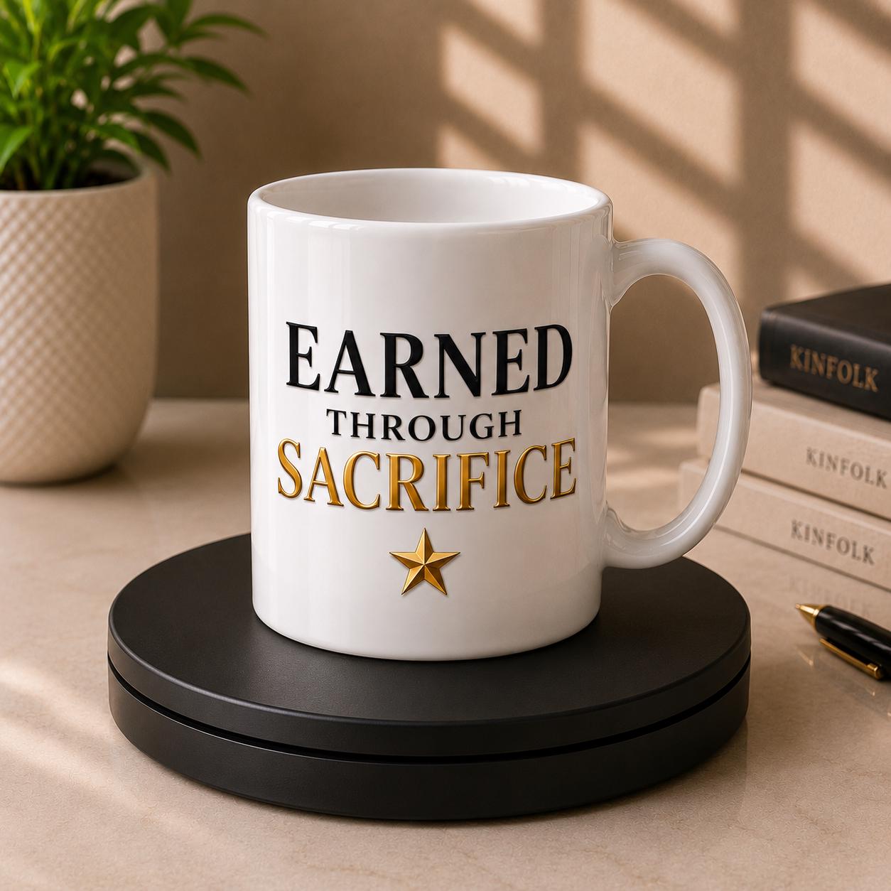 Earned Through Sacrifice Mug – Nurse Healthcare Worker RN NP CNA Inspirational Medical Cup