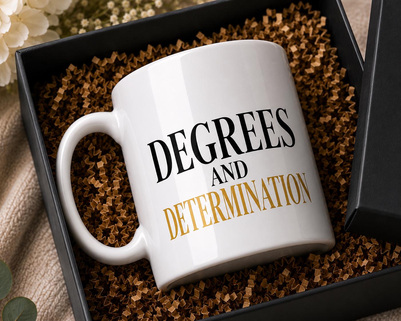 Nurse Practitioner Graduation Coffee Mug, MSN Graduation Gift, DNP Graduation Gift, New NP Gift | Degrees & Determination