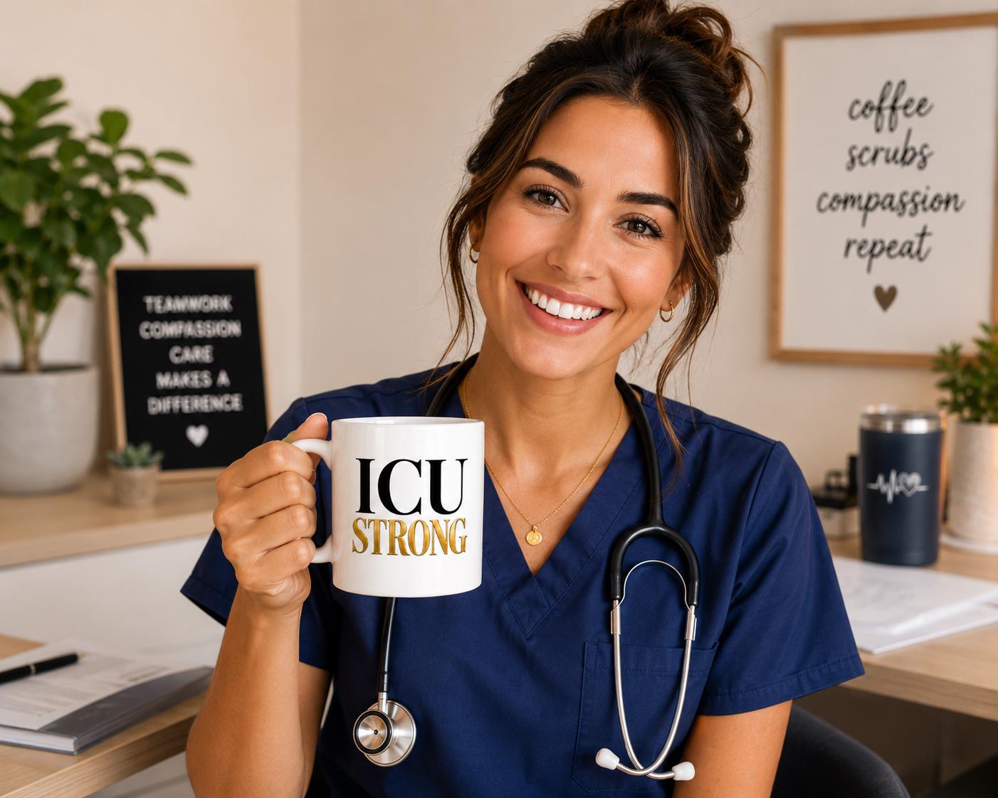 ICU Nurse Life Mug – ICU Nurse Gift – Critical Care Nurse Coffee Mug – RN Gift – Healthcare Worker Mug – Intensive Care Nurse Cup