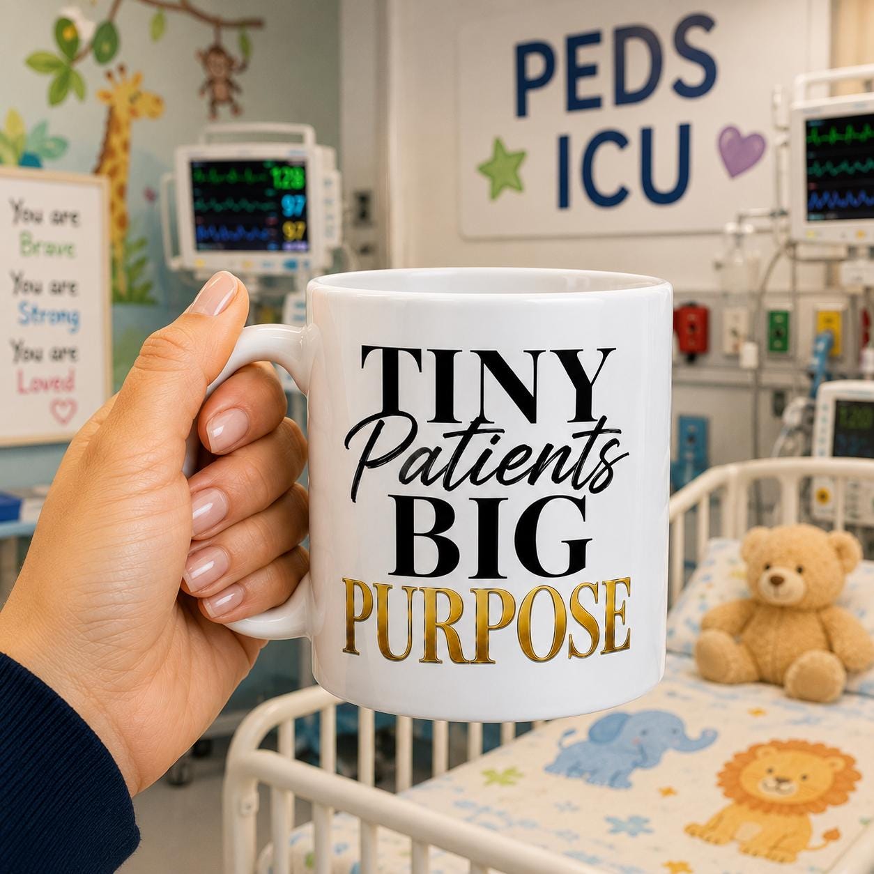 Tiny Patients Big Purpose Mug – Pediatric Nurse Gift – Children's Nurse Coffee Mug – Pediatric Healthcare Worker Mug.Nurse Appreciation Gift