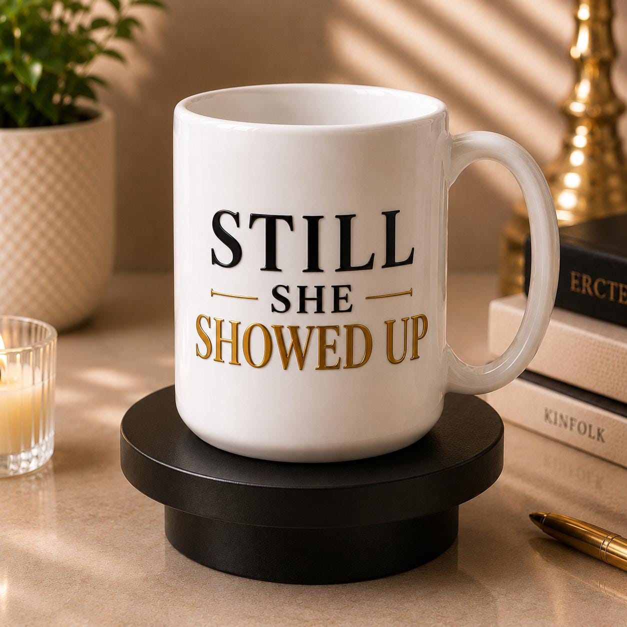 Still She Showed Up Mug – Inspirational Coffee Cup for Women, Motivational Empowerment Gift
