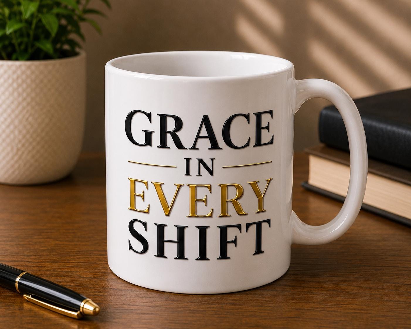 Grace In Every Shift Mug – Inspirational Nurse Coffee Cup – Healthcare Professional Gift