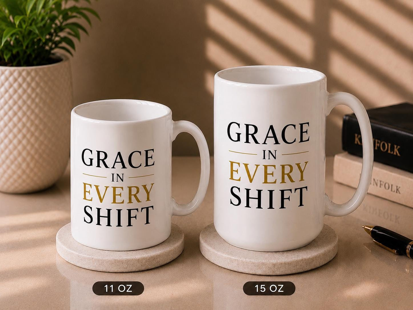 Grace In Every Shift Mug – Inspirational Nurse Coffee Cup – Healthcare Professional Gift