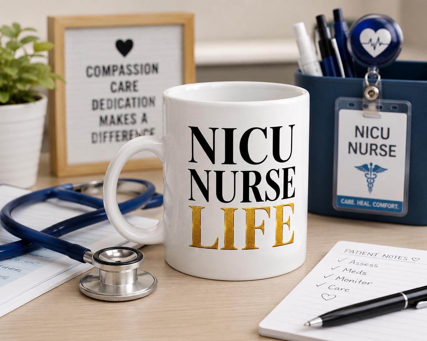 Ceramic Coffee Mug for NICU Nurse, Neonatal Nurse Appreciation Gift, Coworker Thank You Gift, NICU Team Gift | NICU Nurse Life
