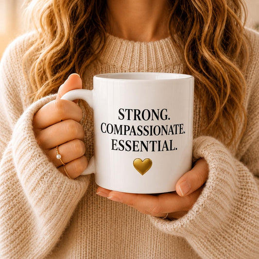 Nurse Appreciation Mug – RN Thank You Gift – Healthcare Worker Coffee Cup – Strong Compassionate Essential