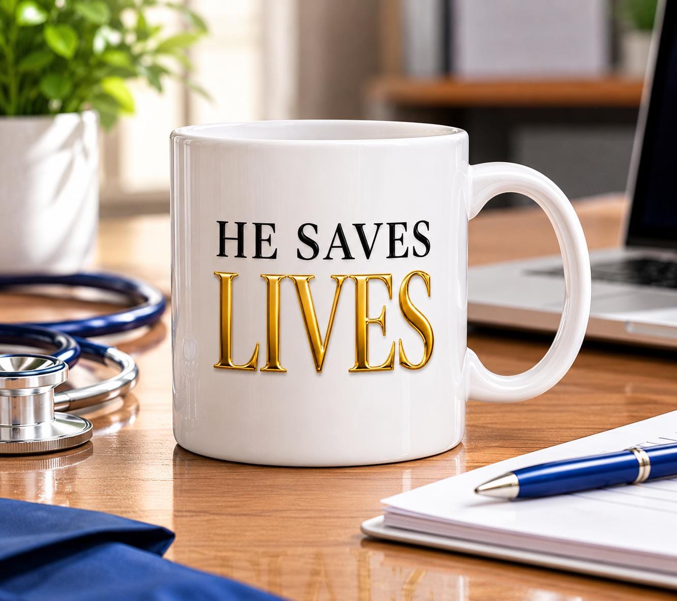 He Saves Lives, Nurse Graduation Gift, Ceramic Coffee Cup