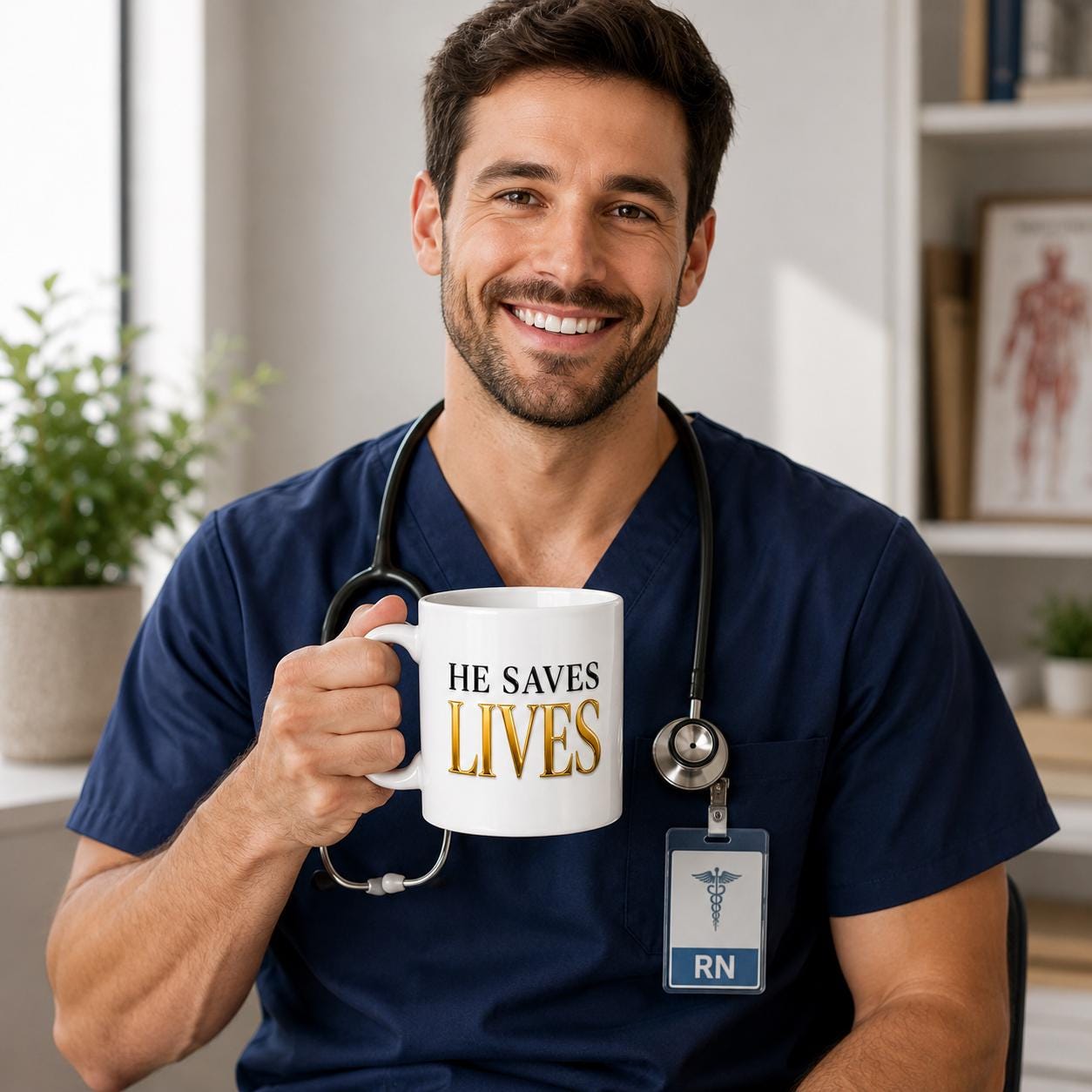He Saves Lives, Nurse Graduation Gift, Ceramic Coffee Cup