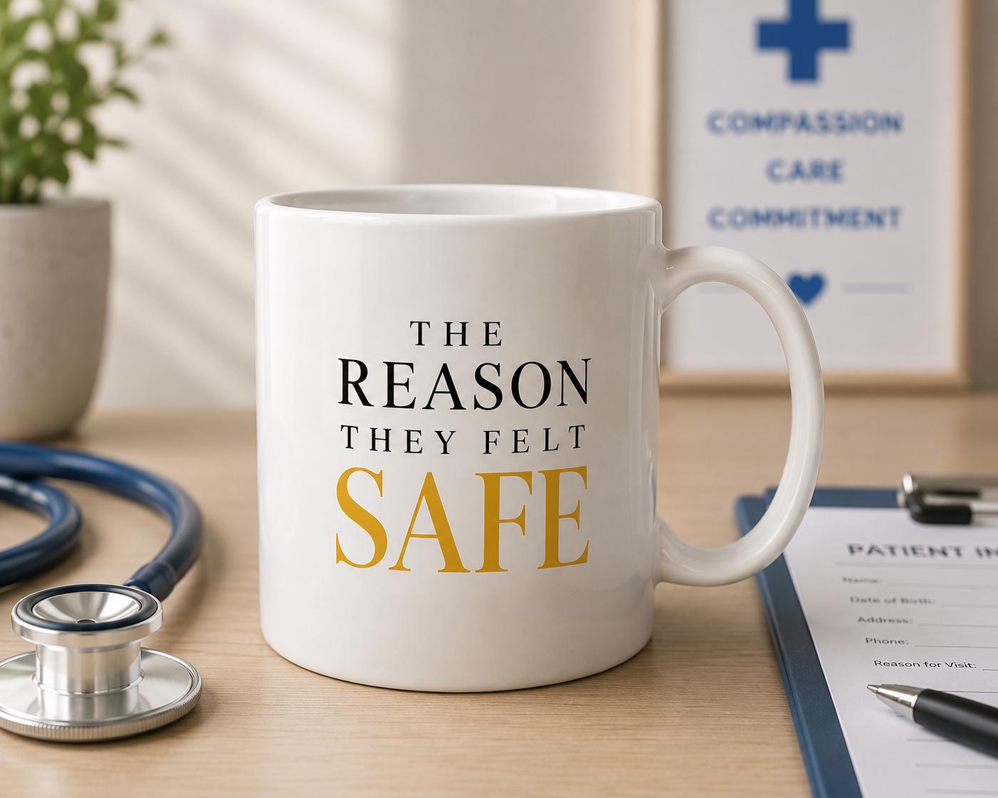 Ceramic Coffee Mug for Nurse, Medical Assistant Appreciation Gift, Thank You Gift, Hospital Team Recognition | The Reason They Felt Safe