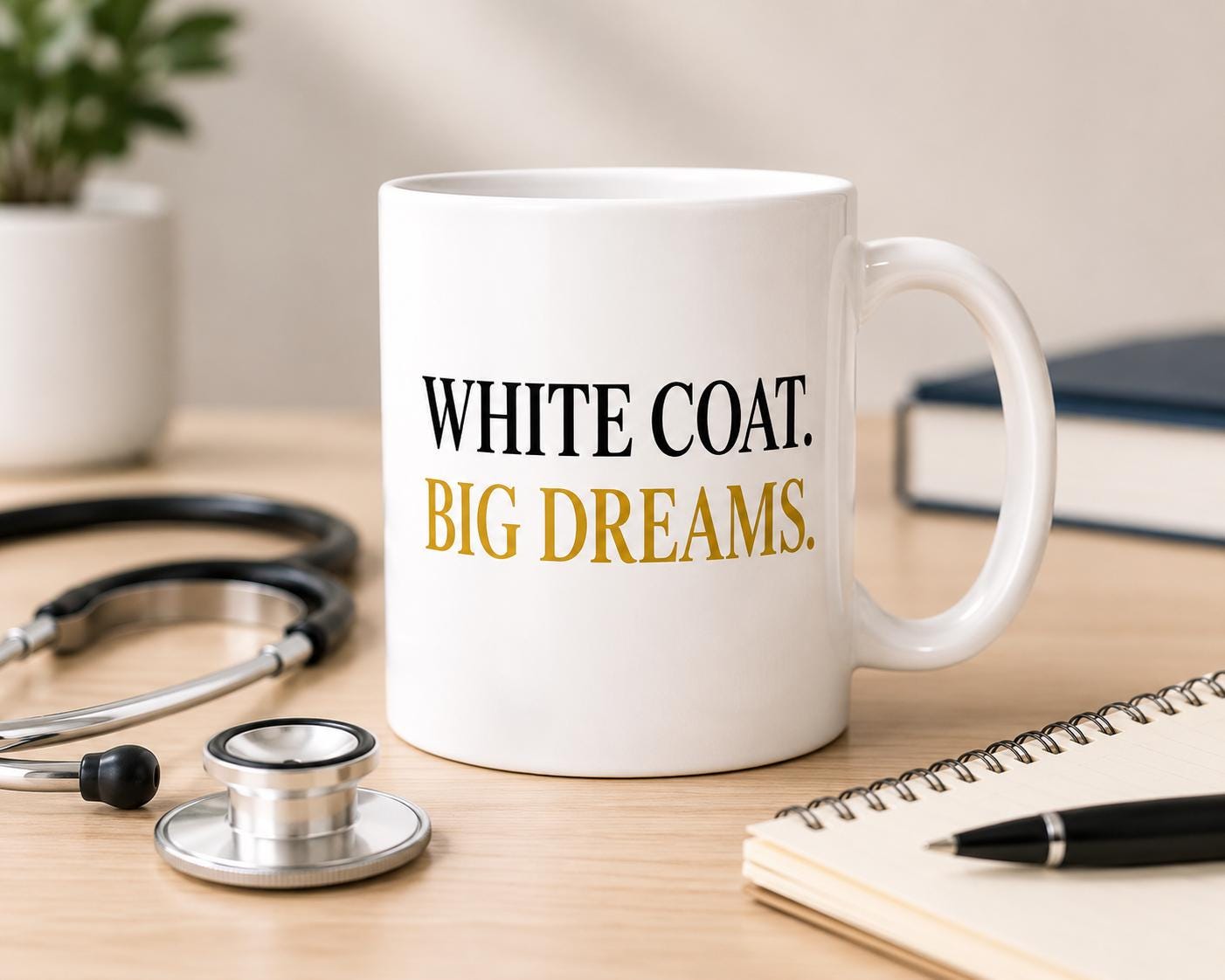 White Coat Big Dreams Mug – Nursing Student Gift – Future NP Gift – Healthcare Graduation Mug – Inspirational Nurse Coffee Mug