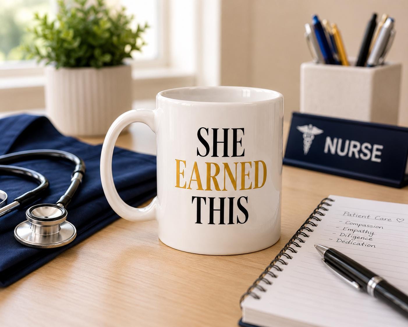She Earned This Mug – Nurse Graduation Gift – RN NP CNA Gift – Healthcare Worker Coffee Mug – Inspirational Nurse Mug – Achievement Cup