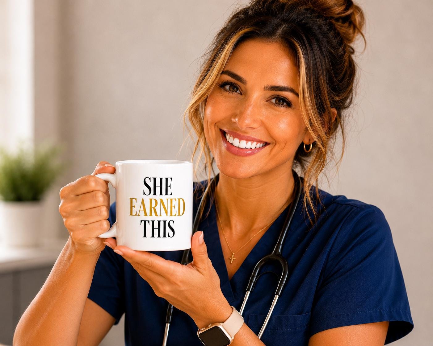 She Earned This Mug – Nurse Graduation Gift – RN NP CNA Gift – Healthcare Worker Coffee Mug – Inspirational Nurse Mug – Achievement Cup