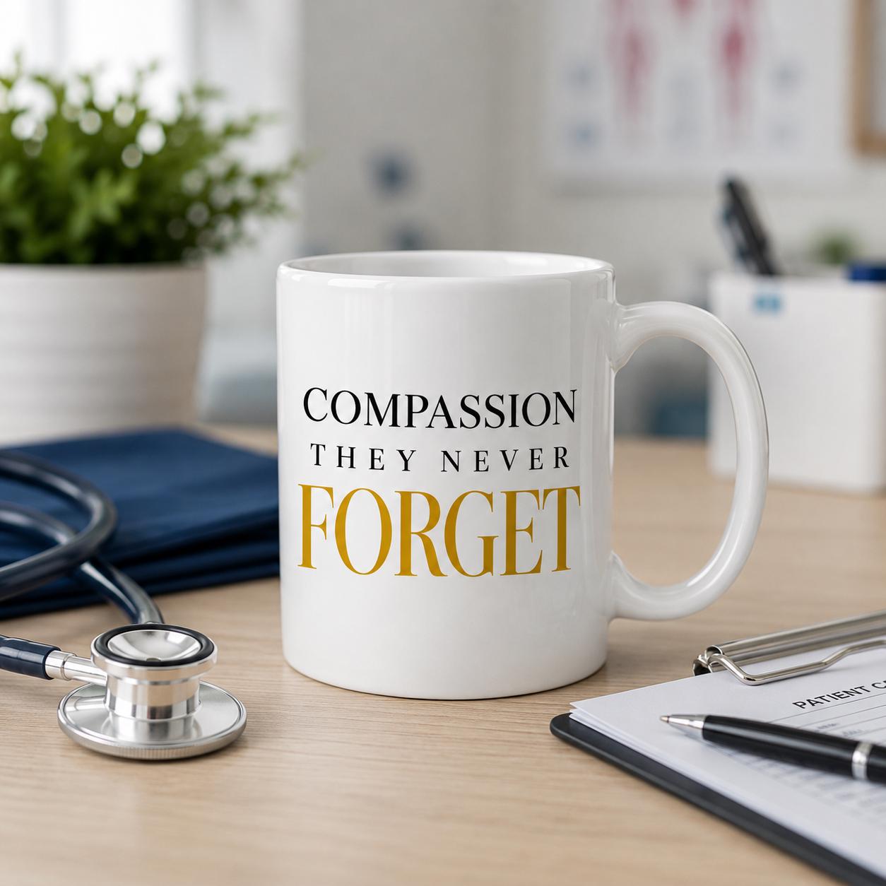 Ceramic Coffee Mug for Nurse, Medical Assistant Appreciation Gift, Coworker farewell, Healthcare Hero Gift | Compassion They Never Forget