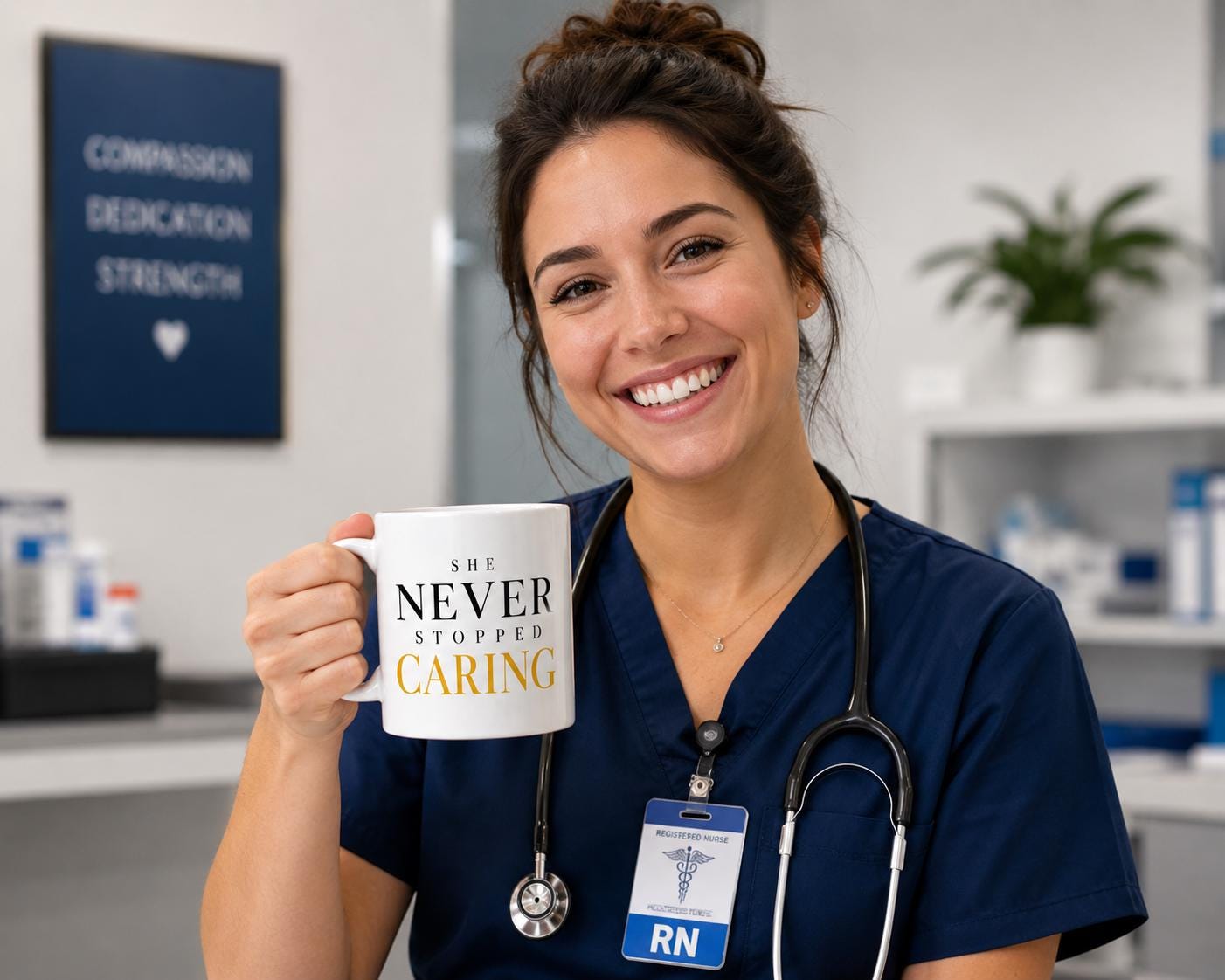 Nurse Gift, Nurse Appreciation Gift, She Never Stopped Caring Mug, Healthcare Worker Gift, Thank You Nurse Gift, Coworker Gift