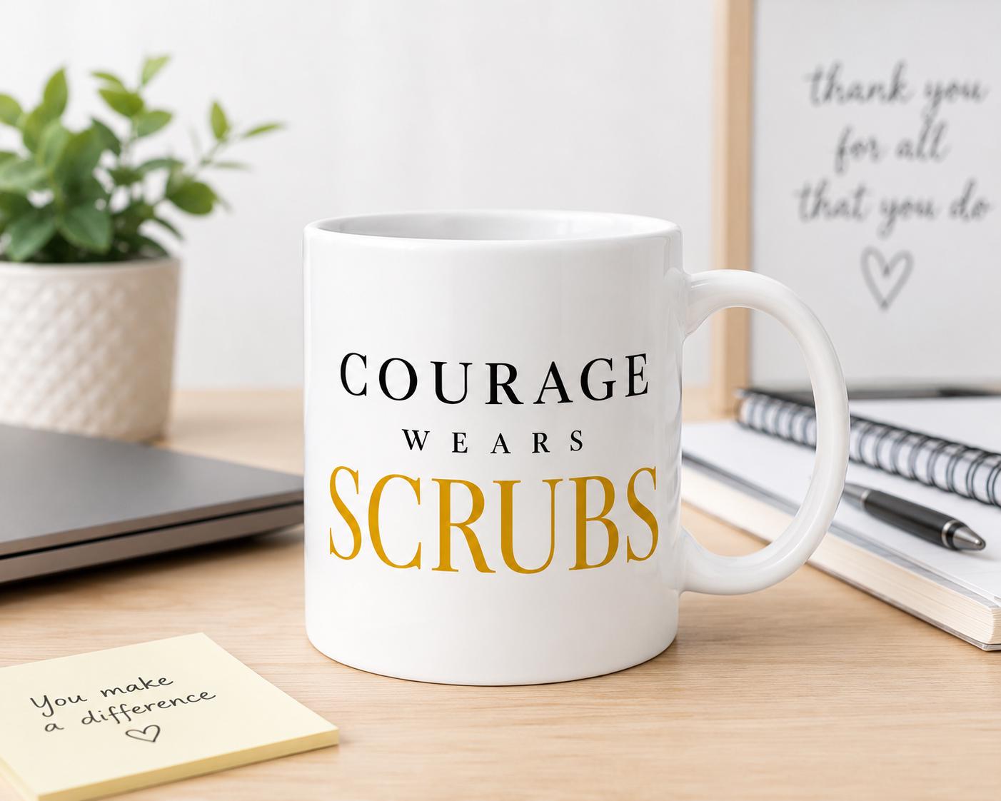 Nurse Gift | Coworker Gift | Retirement Gift | Courage Wears Scrubs Mug