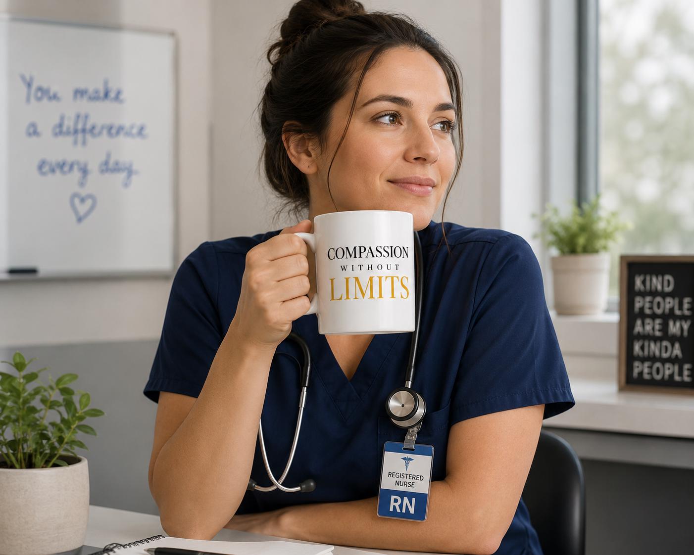 Nurse Gift, Nurse Appreciation Gift, Compassion Without Limits Mug, Healthcare Worker Gift, Thank You Nurse Gift, Coworker Gift